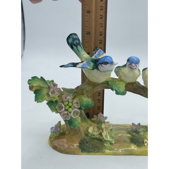 Vintage Crown Staffordshire 3 Bluebirds on Log Bone China Figurine by J.T. Jones - Picture 11 of 12